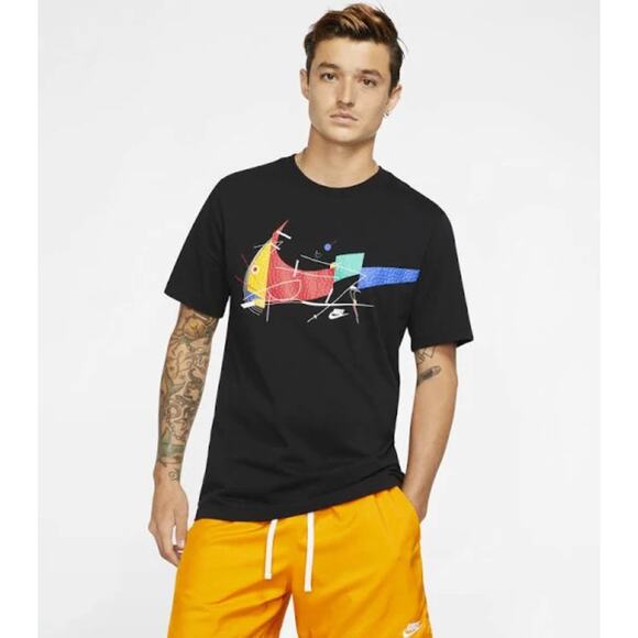 2/$30 Nike Game Changer Shirt Black "Lego" Textured Swoosh Logo Men's Size L - Picture 1 of 10